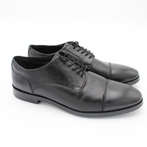 Cole Haan Oxford Mens 10.5 Black Leather Grand Cap Toe Shoe Modern Preppy Office